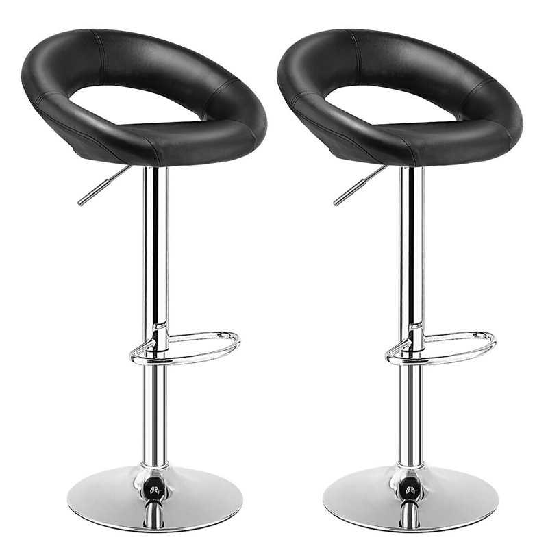 Molter Swivel Upholstered Adjustable Height Counter Stool, Black