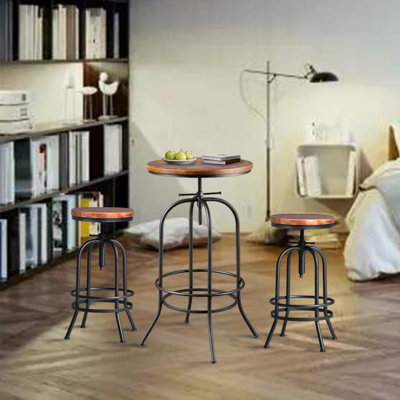 Gyu Pine Round Solid Wood Top with Steel Base Dining Table