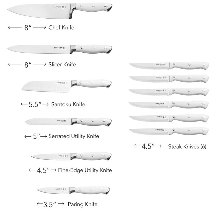 6-Piece White Triple Rivet Steak Knife Set