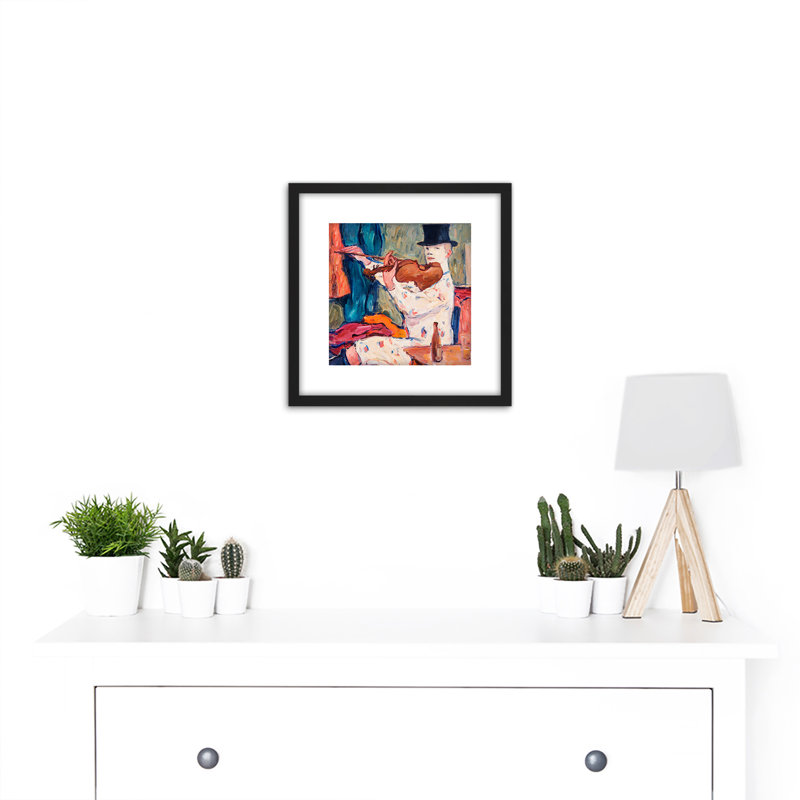 Clown Playing Violin 1 Piece Single Picture Frame Painting