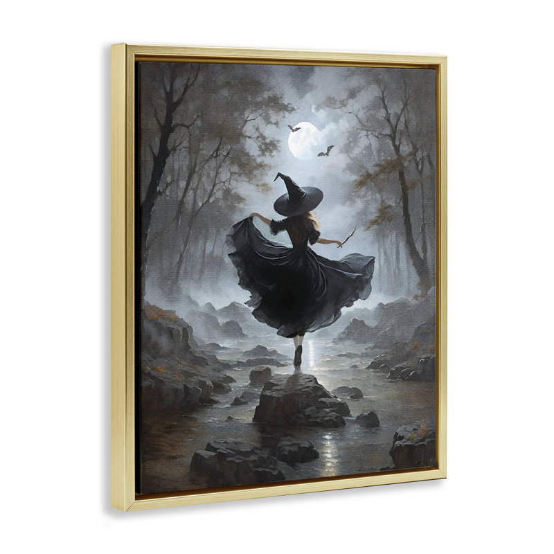 «Witch in Moonlit Forest», art mural sur toile flottante, design par Jo Moulton, H 21 po x l 17 po