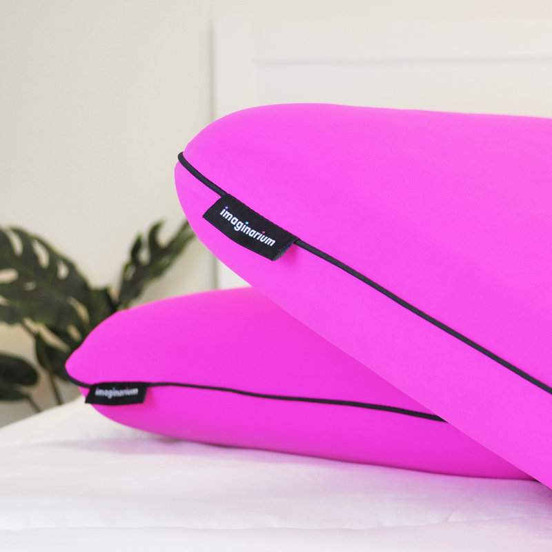 Memory Foam Fun Pillow Medium Standard Bed Pillow with Cool-to-the-Touch Cover, Party Pink