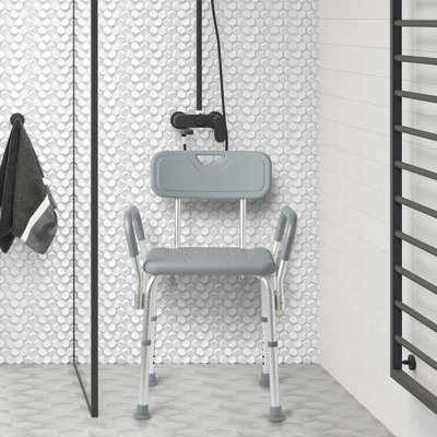 Shower Chair with Backrest and Padded Armrests