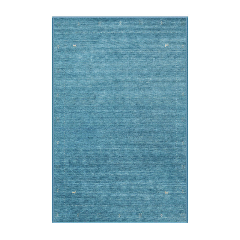 Tapis de zone bleu contemporain, Rectangle 3 pi x 5 pi