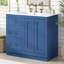 Meuble-lavabo de salle de bain avec lavabo en céramique, armoire de rangement pour salle de bain avec 2 tiroirs et tablette, panneau en bois massif et panneau de fibres à densité moyenne, armoire de salle de bain autoportante
