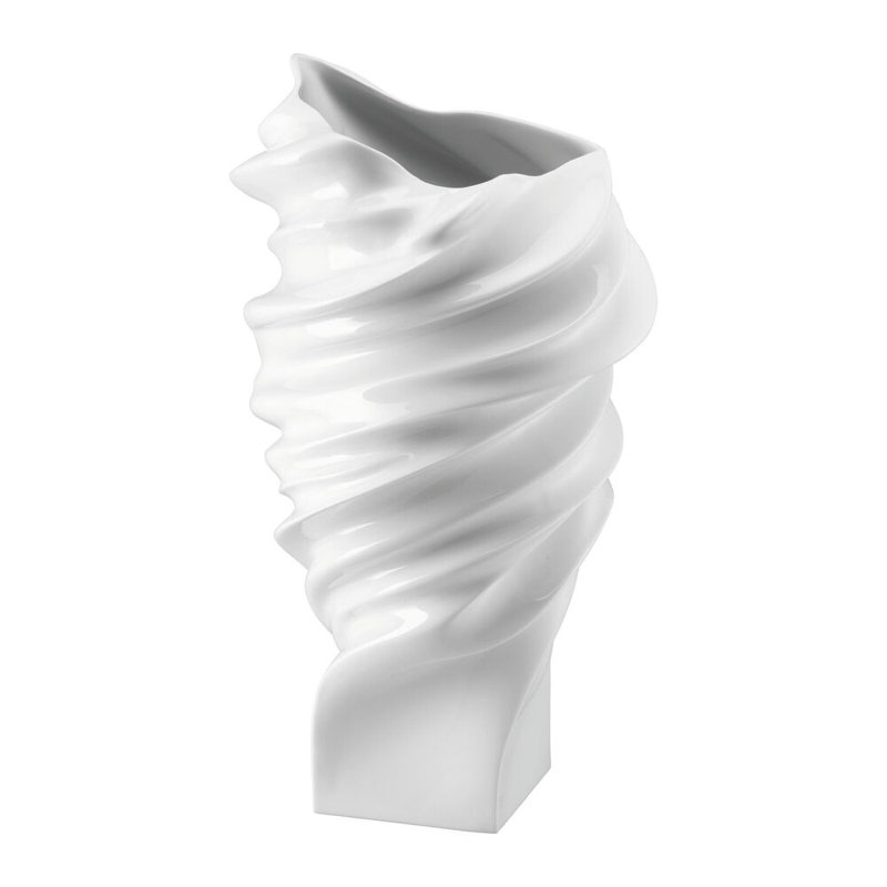 Squall Porcelain China Table Vase, 17.25" H x 9.75" W x 9.25" D, White Matte