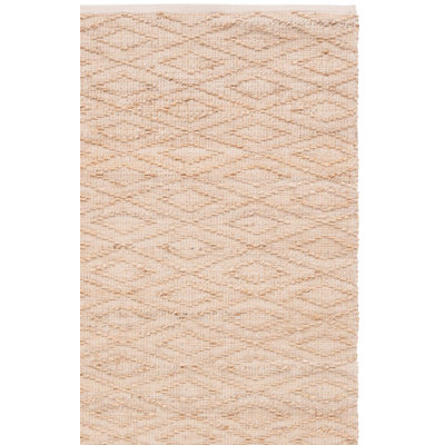 Klinton Natural Fiber Handwoven Jute Cotton Geometric Rug in Natural