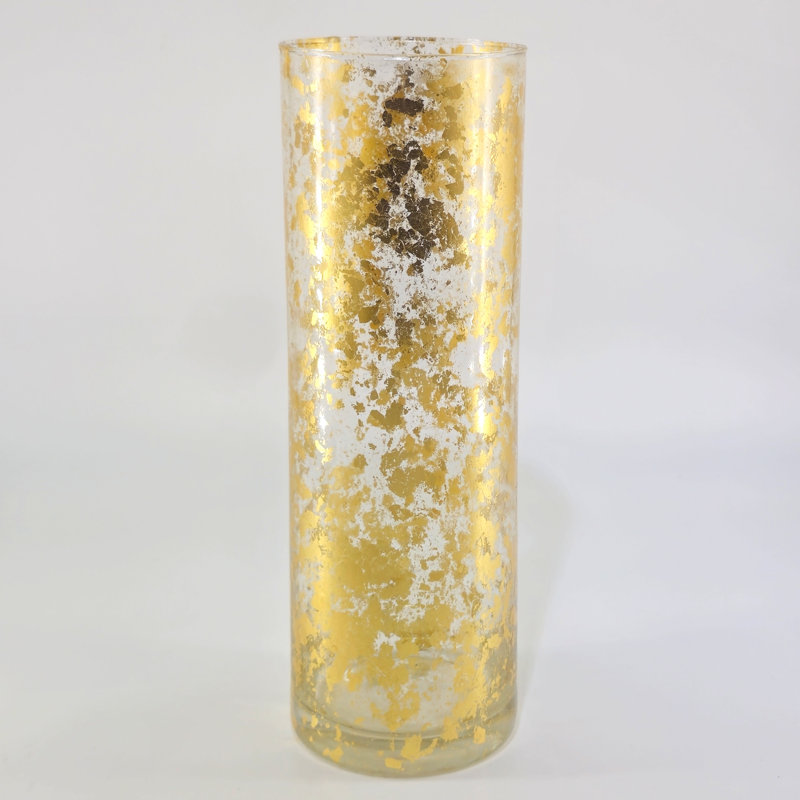 Vase en verre Thassos, Doré, H 12 po x l 4 po x P 4 po