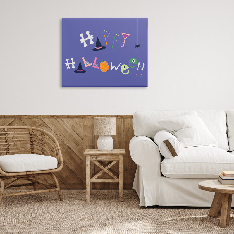 Toile éclectique «Happy Halloween», conception par Sazerelli Designs, H 30 po x l 40 po
