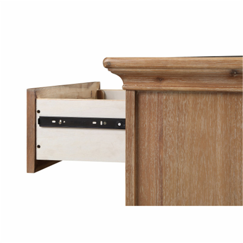Commode d'appoint en bois massif avec 5 tiroirs, Beige