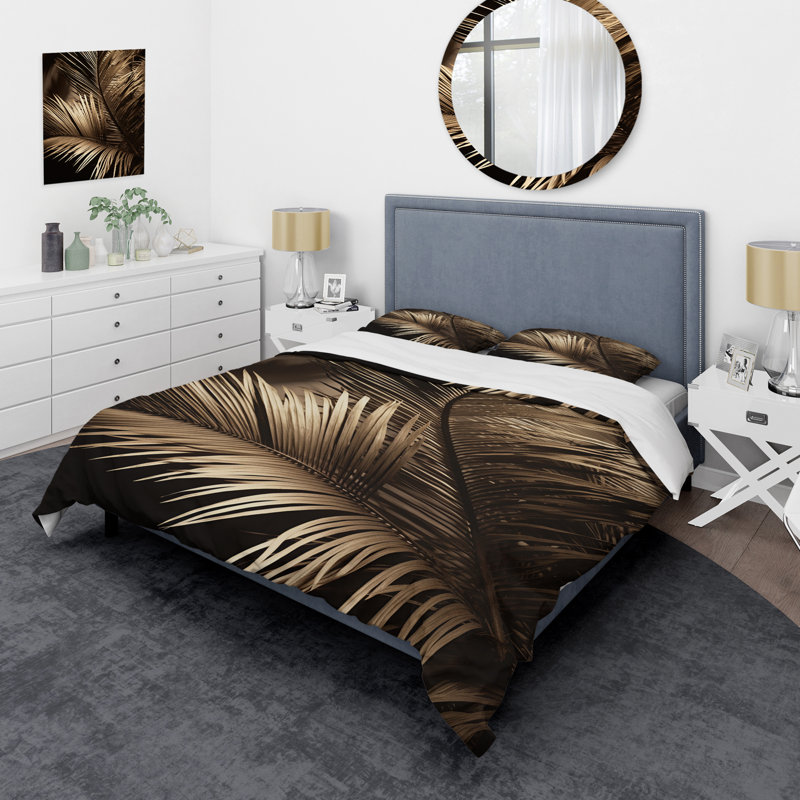 Ensemble de housse de couette sépia Serenity Palm Leaves I - Palmiers et palmiers