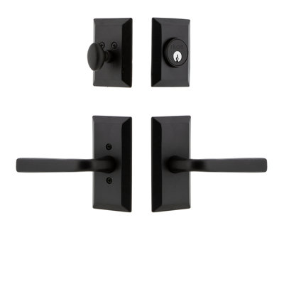 Ageless Iron Vale Plate Entry Set with Single Cylinder Deadbolt and Lance Lever