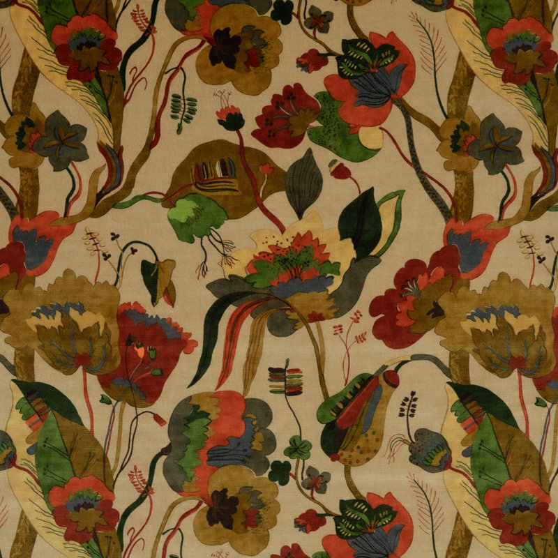 Signature Velvets California Fabric, Red Cream
