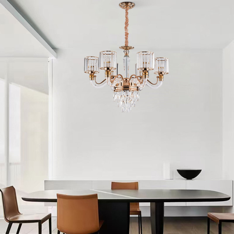 Luminaire suspendu élégant en cristal 6 lumières
