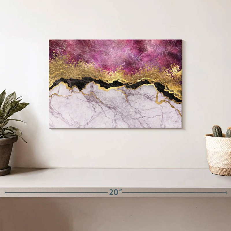 Avery rose et or abstrait, H 8 po x l 12 po