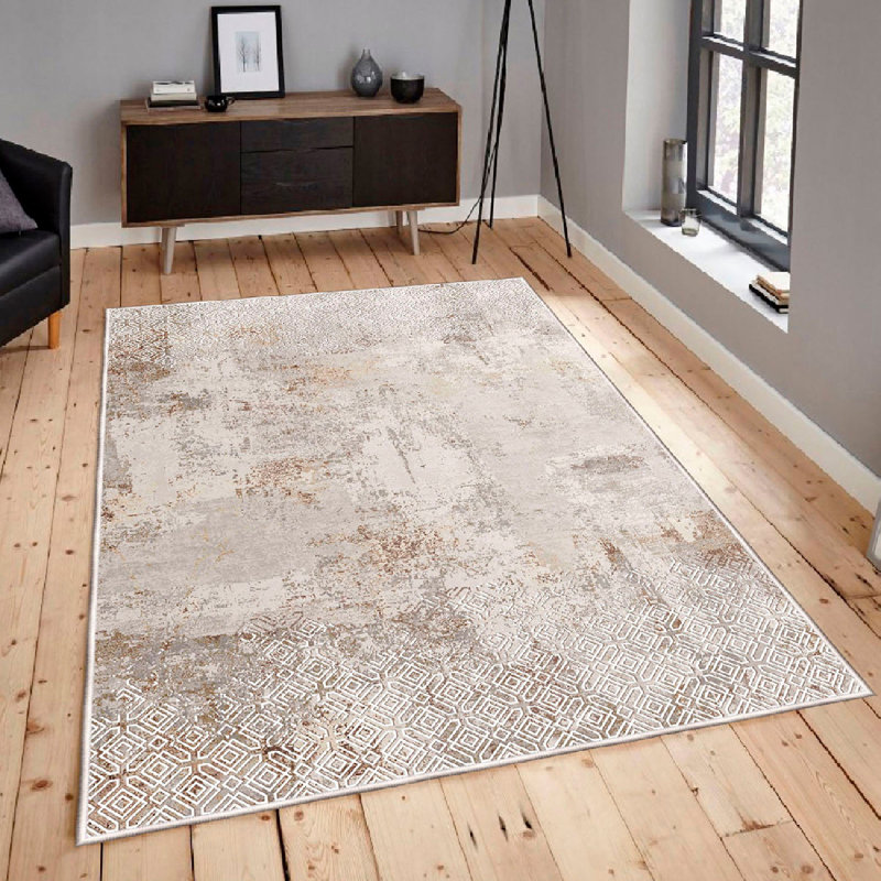 Warenne Luxurious Cotton Area Rug, 4.6 x 7.2 Feet | 100% Cotton, 1200 GSM, 0.4 in Pile Height | Antibacterial, Non-Slip PVC Underside, Machine Washable | Cream Color, Soft and Durable for Living Room & Bedroom Decor