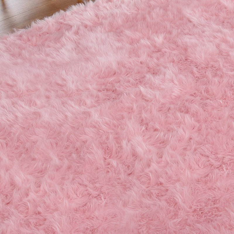 Tapis rose à poils longs Dosie, Rectangle 9 pi x 12 pi