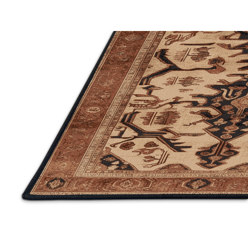 Tapis brun lavable à la machine, Rectangle 5 pi x 7 pi