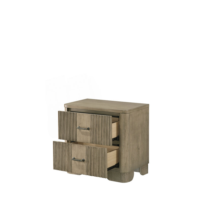 Table de chevet avec tiroirs à glissières en métal et plateau doublé de feutre