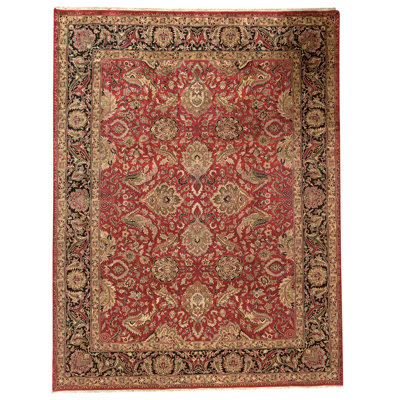 Hand Knotted Wool Oriental Area Rug in Red