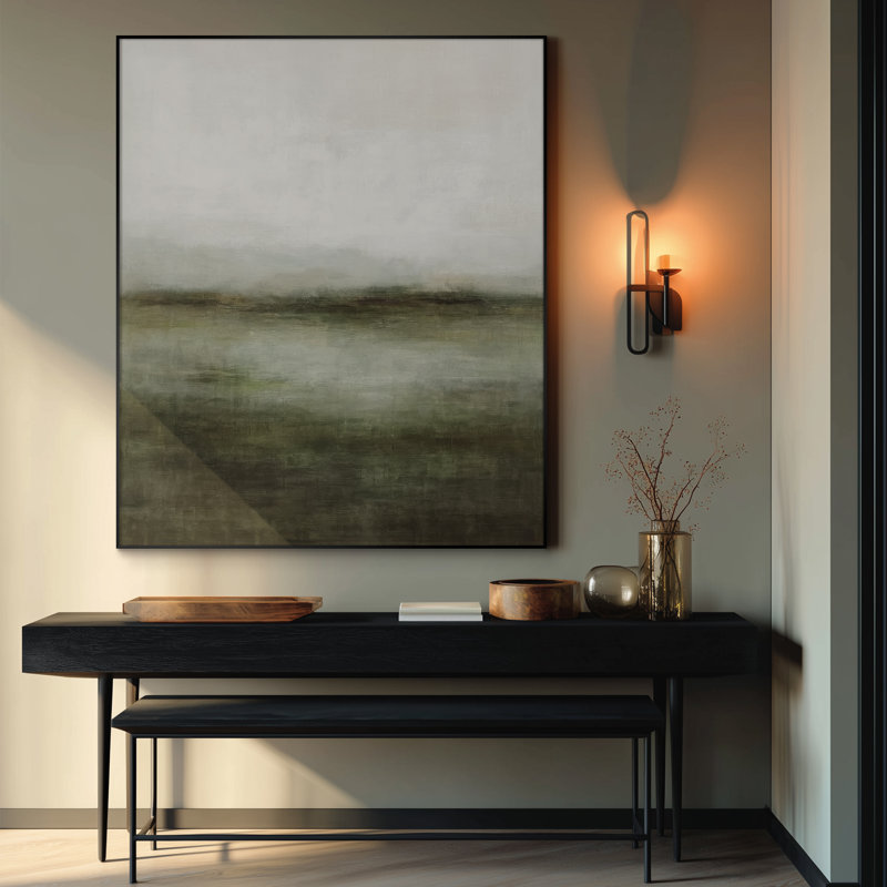 Extra Large Wall Art Fabric Print - Neutral Landscape Art Earthy Toned Horizon Contemporary Artwork Decor for Living Room or Bedroom - "Frame Assembly Required (Unfinished Frame)"
