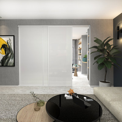 3 Panel Frosted Glass Sliding Room Divider - Aluminum Frame with Silent Glide technology