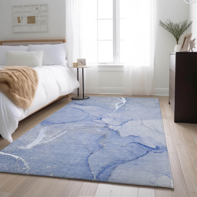 Premium Machine Washable Cerrito AMF510 Blue Rug