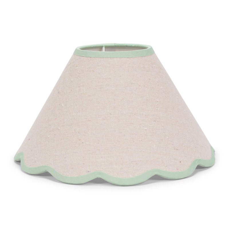 Florie Linen Blend Tapered Pendant Shade ( Clip On ), Cream/Green, 22cm H x 41cm W x 41cm D
