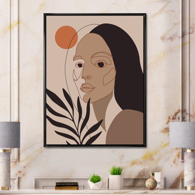 «Retro Minimal Portrait of Young Woman», reproduction sur toile encadrée