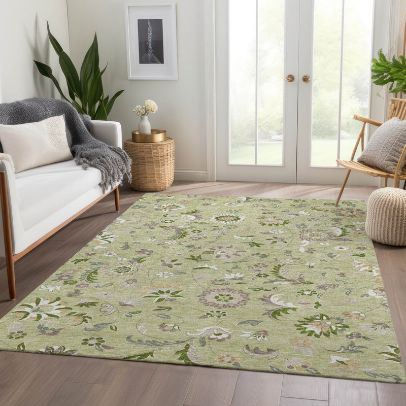 Premium Machine Washable Goulven AMF1006 Floral Rug, Rectangle 2'6" x 3'10"
