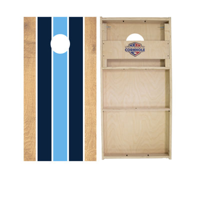 Navy and Baby Blue Classic Stripes 2x4 Cornhole Board Set | Includes (2) Boards (8) Bags & Optional Accessories