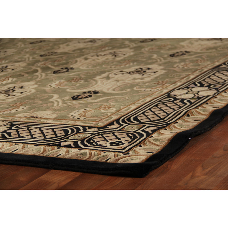 Contemporary hand-knotted New Zealand Wool Green Area Rug