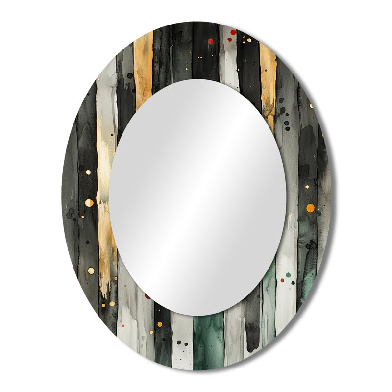 Miroir mural ovale doré et vert, 43 po x 33 po