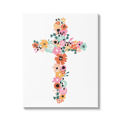 " Bold Flowers Cross Symbol Floral Arrangement "