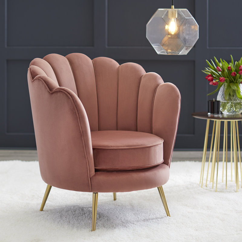 Fauteuil demi-tonneau Carrigan, Velours framboise