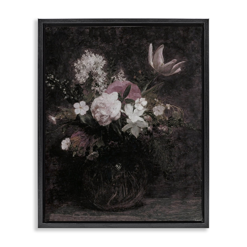 Art mural encadré flottant sur toile mixte, Cadre flottant noir de jais, H 21 po x l 17 po