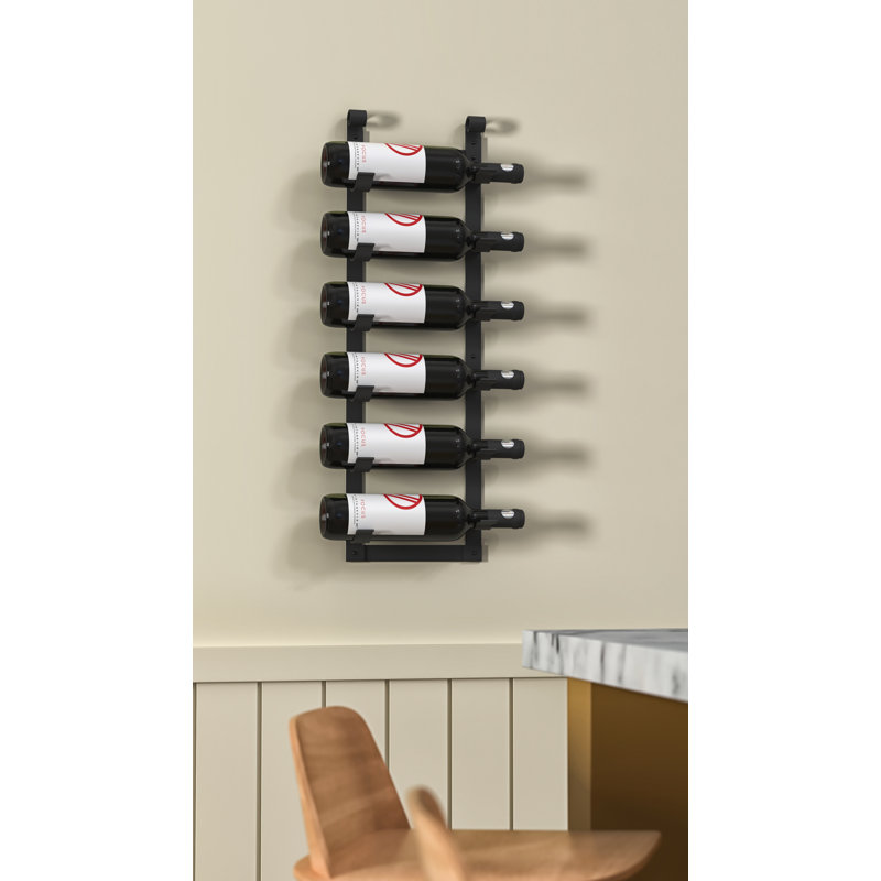 Muir 6 Bottle Wall Mounted Wine Bottle Rack in Black