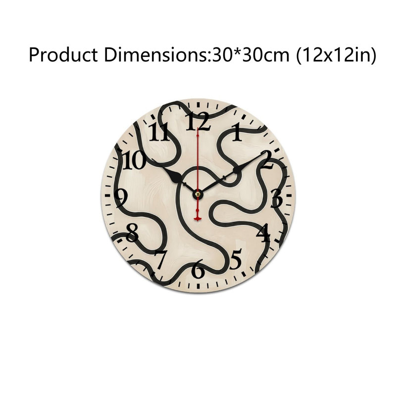 Horloge murale abstraite tourbillon abstrait rond 12 po x 12 po, hall moderne beige