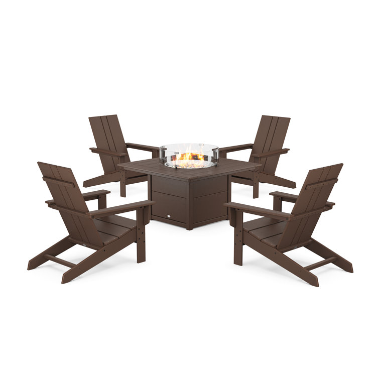 5-Piece AllModern Adirondack Conversation Set with Fire Pit Table_PWS1967
