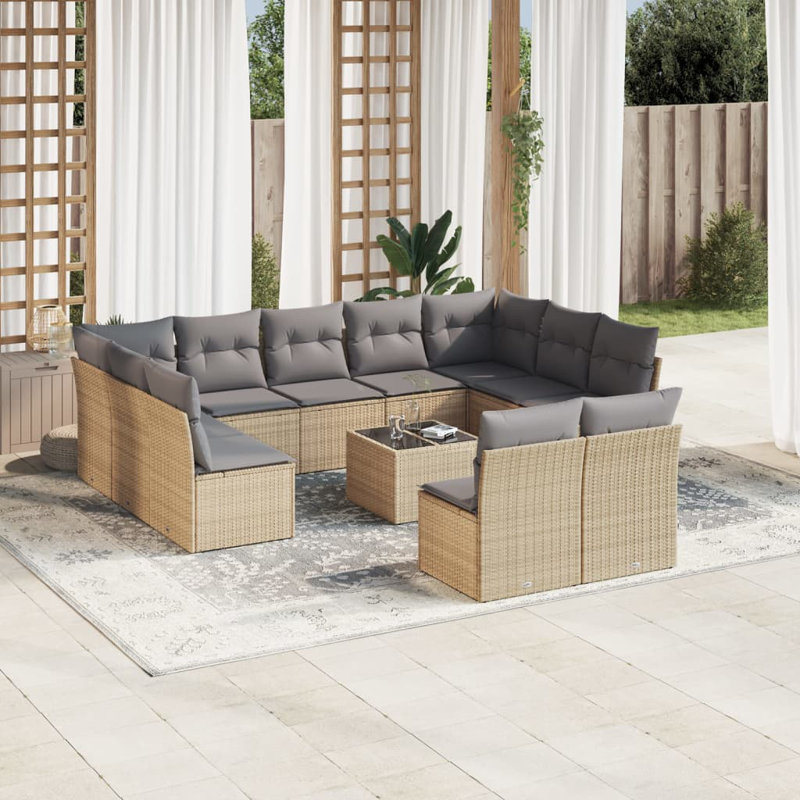  Patio Sofa Set Beige, Light Gray