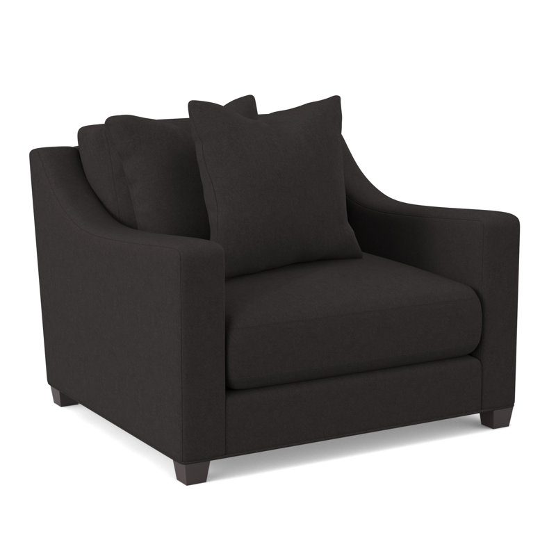 Fauteuil en polyester l 45 po Zoraya, Velours Bella Asphalte Performance