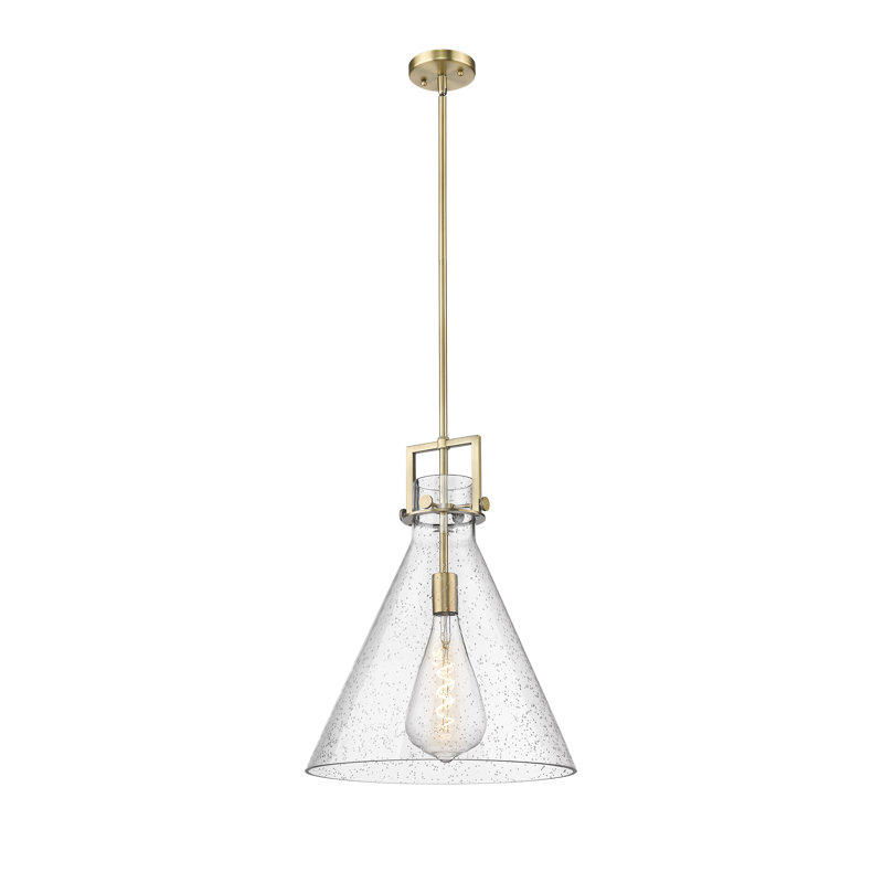 Luminaire suspendu avec tige 30 po Coterie, Laiton brossé, Bullé, H 20,38 po x l 16 po x P 16 po