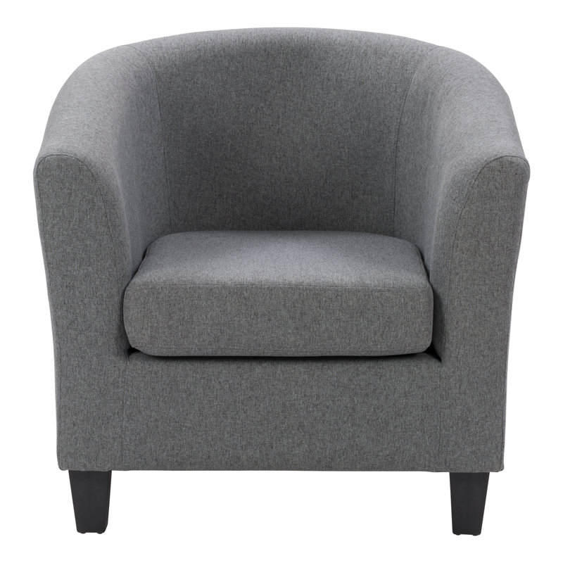 Elewood Upholstered Barrel Chair, Gray Polyester