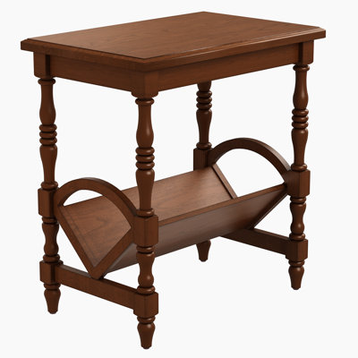 Wooden Side Table With Magazine Rack, Rubberwood Legs, Birch Veneer
