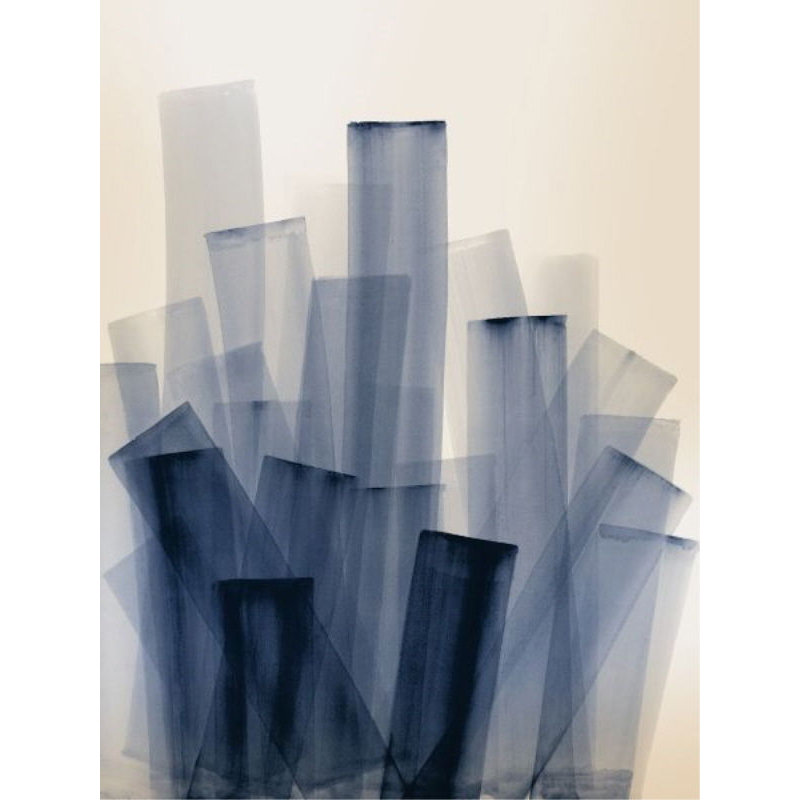 Blue Pallet II Painting by Janice Sadler, Glass Coat, 48" H x 36" W