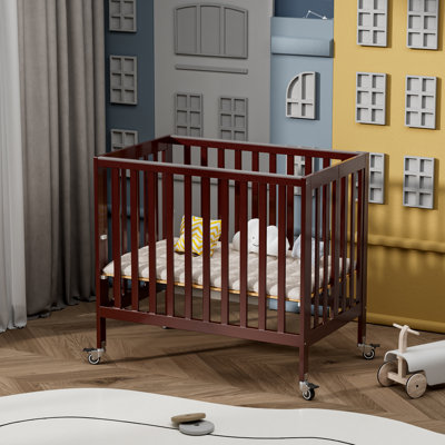 Hiltz Foldable Portable Crib With Mattress