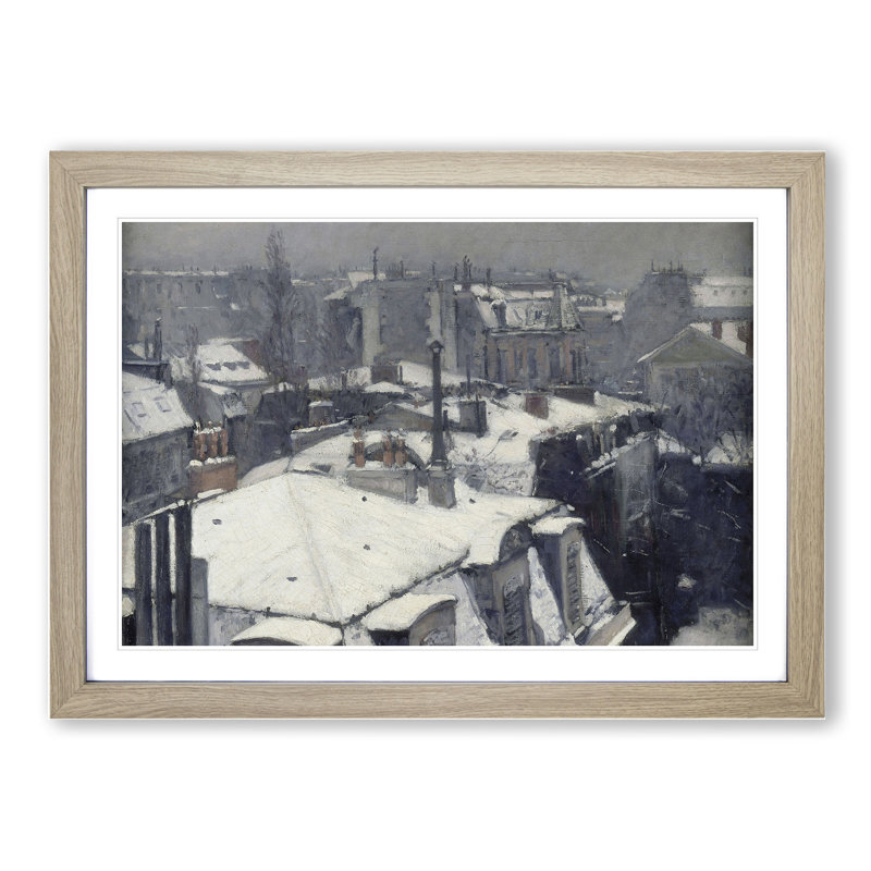 Rooftops in the Snow Vol.2 by Gustave Caillebotte - Framed Print, 48cm H x 65cm W x 2cm D, Oak Framed