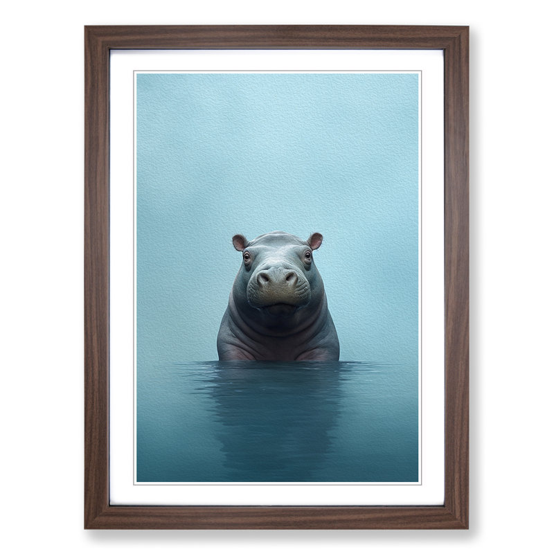 Hippo Minimalism - Framed Print