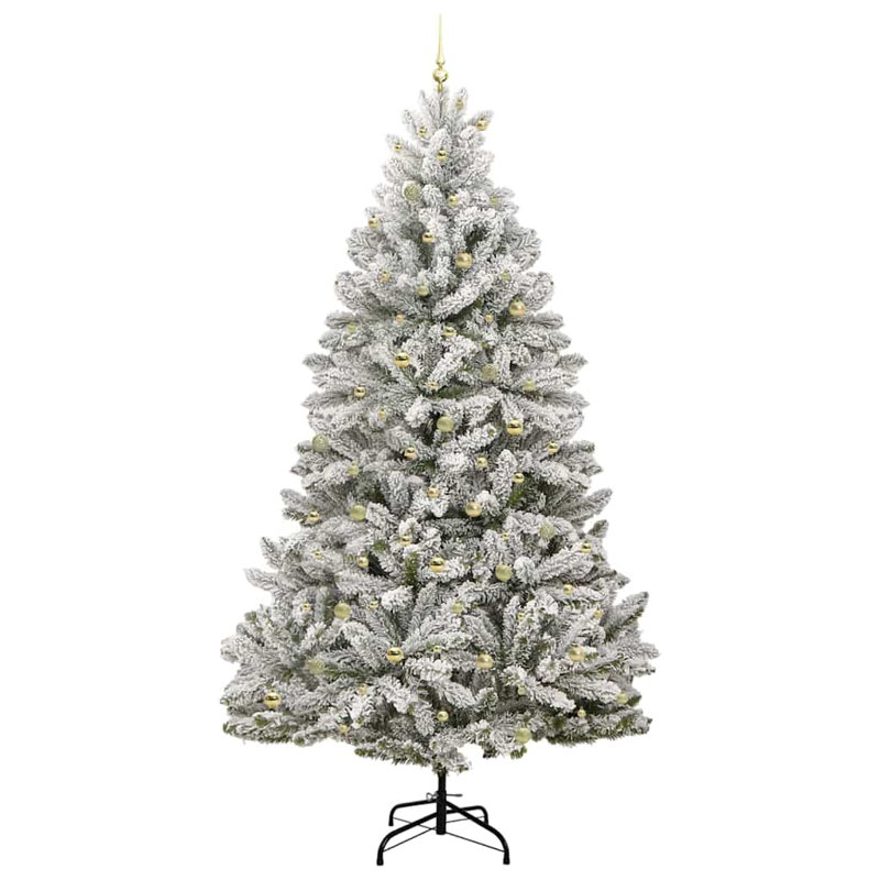 Artificial Christmas Tree Green and White PVC and Metal, 9.84 ft