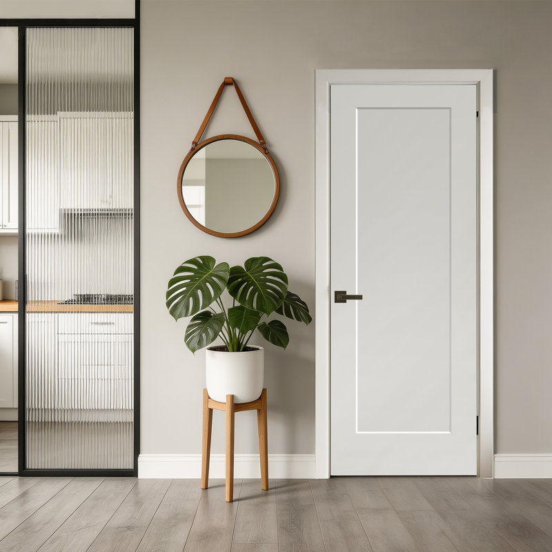 Porte intérieure standard en bois creux à 1 panneau apprêté de style Shaker sans trou, 30" X 80"